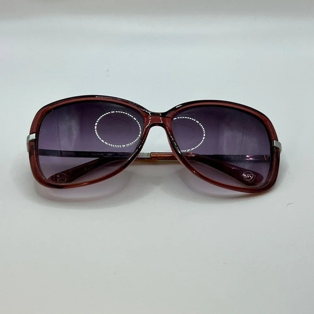 Michael Kors Translucent Red‎ Sunglasses Silver Logo M2467S Ombré Blue Lens Case